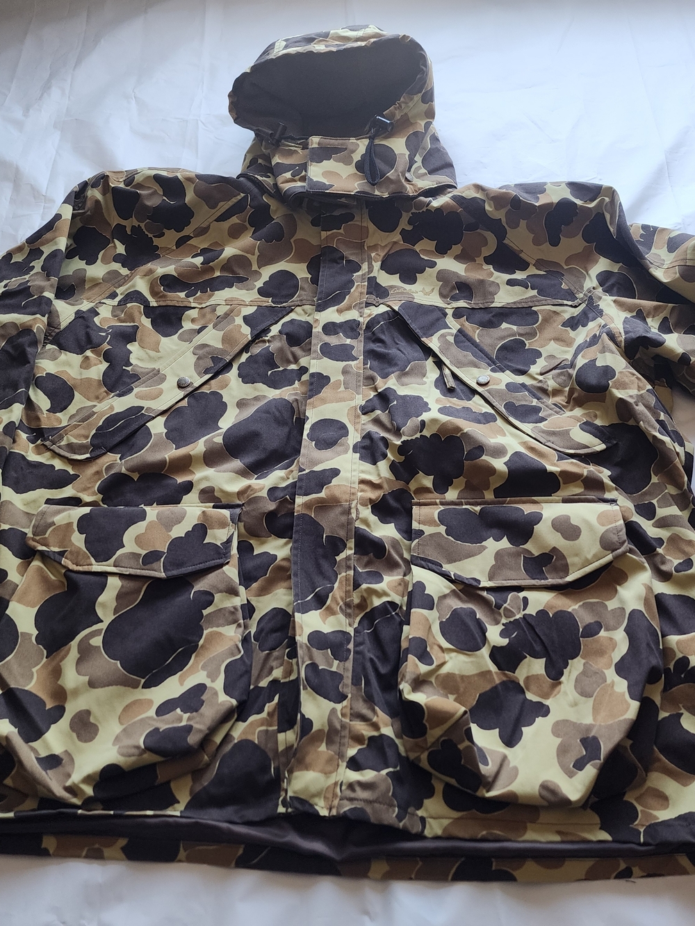VTG CABELA'S MEN'S OUTDOOR GEAR DUCK CAMO HUNTING HOODED JACKET BROWN SIZE 3XL